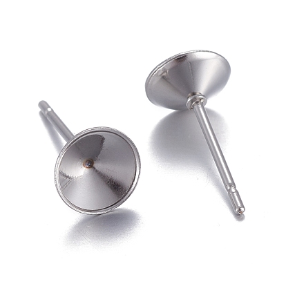 304 Stainless Steel Post Stud Earring Settings, for Pointed Back Chaton Rhinestone