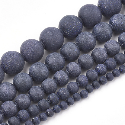 Synthetic Goldstone Beads Strands, Frosted, Round