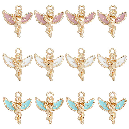 30 шт 3 цвета сплава эмалевые подвески, золотой свет, ангельское очарование