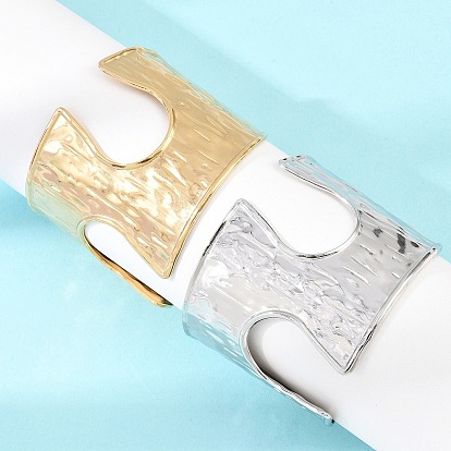 Кованые 304 браслеты-манжеты из нержавеющей стали, браслеты с вырезами и широкими полосами для женщин