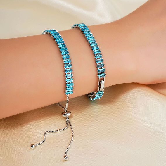 2шт 2 стили латунные кубические цирконии кубок цепи модные и элегантные браслеты наборы, регулируемые браслеты-слайдеры, платина