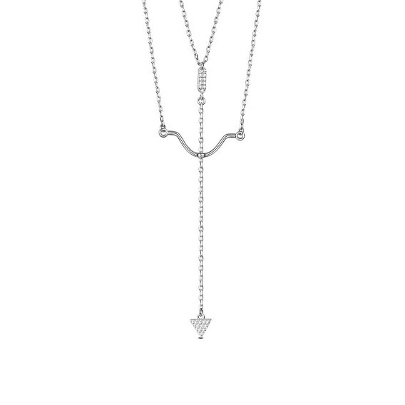 SHEGRACE 925 Sterling Silver Pendant Necklaces, with S925 Stamp, with Grade AAA Cubic Zirconia, Arrow