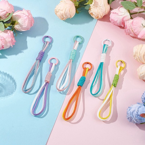 6 шт. 6 цвета полиэстер и спандекс шнуры веревки подвесные украшения, с пружинными кольцами из экологически чистого сплава, окрашенными распылением