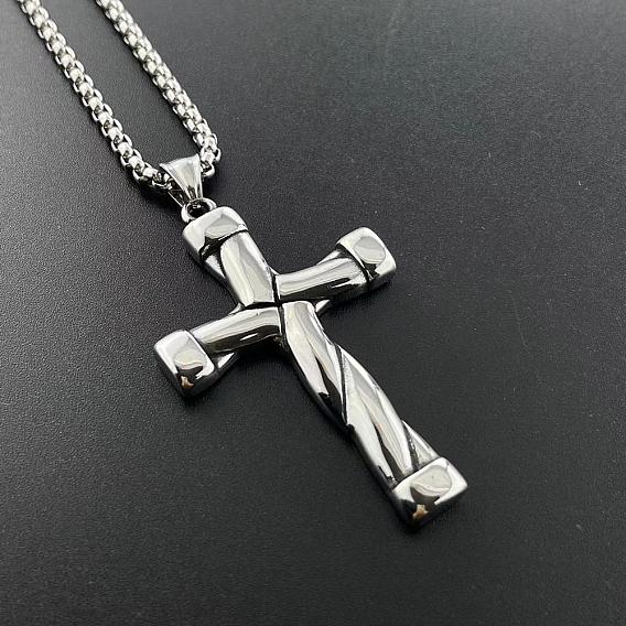 Стильный панк 304 ожерелья с крестом из нержавеющей стали для модных мужчин
