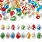 50Pcs 2 Styles Electroplate Transparent Glass Beads Sets, Teardrop, Top Drilled Beads, Faceted