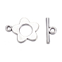 Flower Tibetan Style Alloy Toggle Clasps, Lead Free and Cadmium Free, Flower: 16x20mm, Bar: 16mm long, Hole: 2.5mm