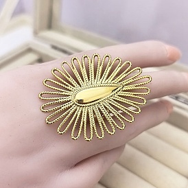 Регулируемые 304 манжеты из нержавеющей стали с открытыми кольцами для женщин, слезинка с цветком