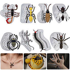 Moldes de silicona para adornos de insectos realistas diy, moldes de resina, para resina uv, fabricación artesanal de resina epoxi, mosca/hormiga/araña