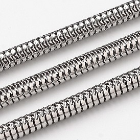 304 Stainless Steel Flat Snake Chains, Soldered, with Spool, 3.2mm