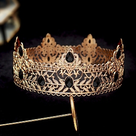 Baroque Alloy Rhinestone Crown, Alloy Hair Bands for Woman Girls