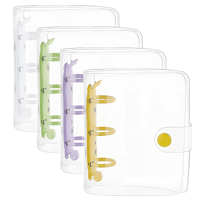 4Pcs 4 Colors Plastic Notebook with Loose Leaf Book Binder Hinged Clamp, DIY Transparent Photo Album Scrapbooking