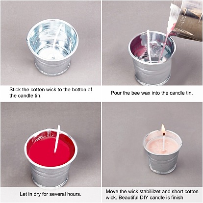 Candle Making Tool Sets, with Tinplate Bucket, Candle Wick and Double-faced Self-adhesive Paper Stickers