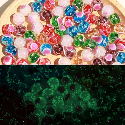 Светящиеся бусины лэмпворк ручной работы., круглые, светящиеся в темноте бусы