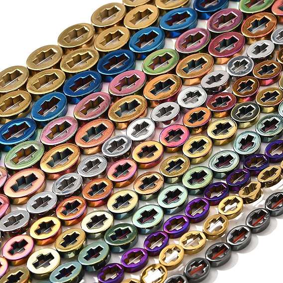 Гальванические нити из синтетических немагнитных гематитовых бусин, овальные с крестом