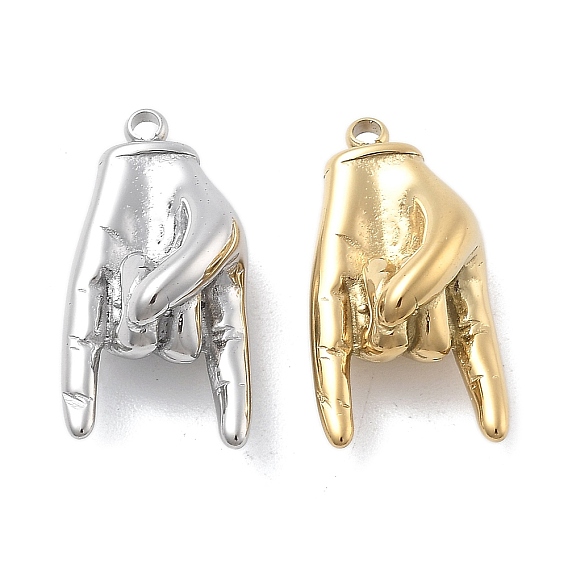 304 подвески из нержавеющей стали, рок-жест очарование, ионное покрытие (ip)