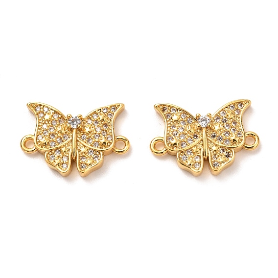 Messing Micro Pave klare Zirkonia Links Stecker, langlebig überzogen, Schmetterling
