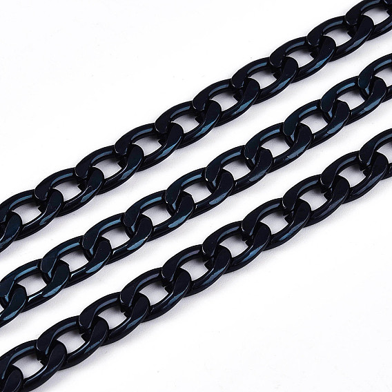 Aluminum Twisted Chains Curb Chains, Unwelded, Oval, 12x7x2mm