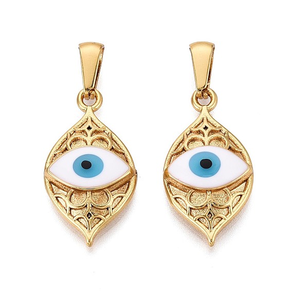 304 подвески из нержавеющей стали и эмали, Злые чары глаз, золотые