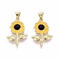 Латунь эмаль подвески, очарование подсолнуха, реальный 16 k позолоченный