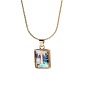Fashionable Colorful Square Snake Bone Chain Shell Pendant Necklace for Women.