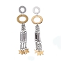 304 Stainless Steel Dangle Earrings, with Cable Chain and Ear Nuts, Oval and Star