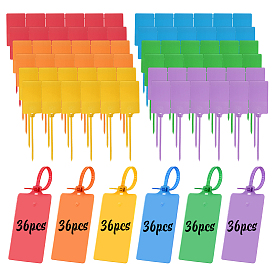 216шт. 6 цвета прямоугольная полипропиленовая багажная бирка, с пластиковыми стяжками, органайзерный ремешок
