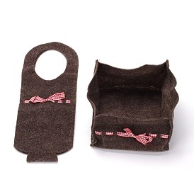 Bolso de la cubierta de la botella de vino del fieltro de navidad y decoración de la caja, con mango, ovalada y cuadrada