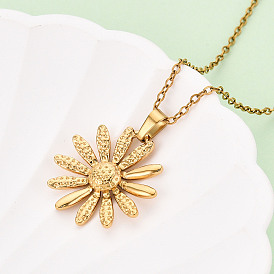 304 подвесные из нержавеющей стали ожерелья, подсолнечника, ионное покрытие (ip)