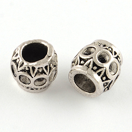 Alliage de style tibétain supports perle européennes de strass, sans plomb, rondelle, 9.5x9.5mm, trou: 5 mm, ajustement pour 2.5 mm strass, sur 398 pcs / 1000 g