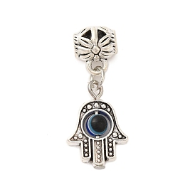 Tibetan Style Alloy Resin Pendants, Hamsa Hand with Eye