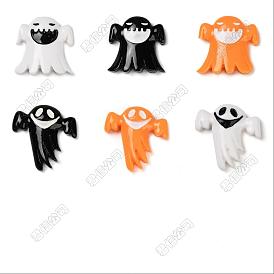 6 pcs 6 styles Halloween cabochons décodés en résine opaque, fabrication de bijoux d'Halloween