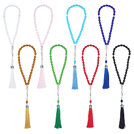 8 шт. 8 цвета браслеты из полиэстера с кисточками и подвесками из сплава, женские эластичные браслеты из стеклянного круглого бисера