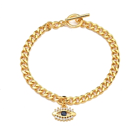 Brass Micro Pave Cubic Zirconia Bracelets for Women, Eye