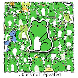 50Pcs Frog PET Waterproof Stickers, Self-adhesive Decals, for Suitcase, Skateboard, Refrigerator, Helmet