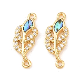 Подвески-соединители из натуральных ракушек пауа, с латунными микропаве прозрачных кубических цирконий