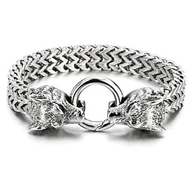 Titanium Steel Mesh Chain Bracelet with Skull Clasps