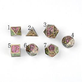 Zinc Alloy Polyhedral Dice Set, for Playing Tabletop Games, Square, Rhombus, Triangle & Polygon