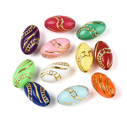 Пластиковые бусины для регби, золотой металл обвитыми