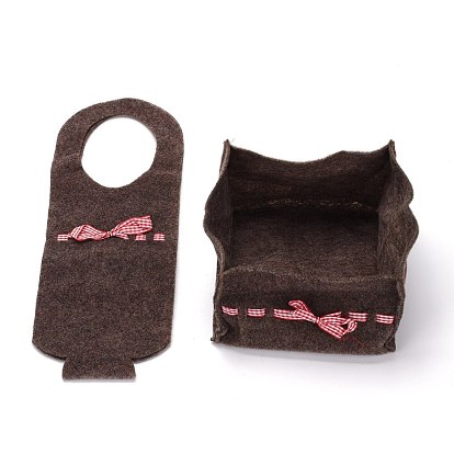 Bolso de la cubierta de la botella de vino del fieltro de navidad y decoración de la caja, con mango, ovalada y cuadrada