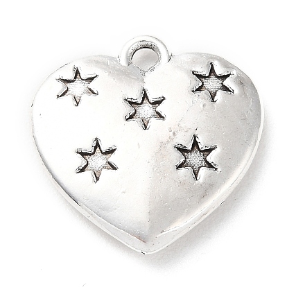 Tibetan Style Alloy Pendants, Heart with Star Charm