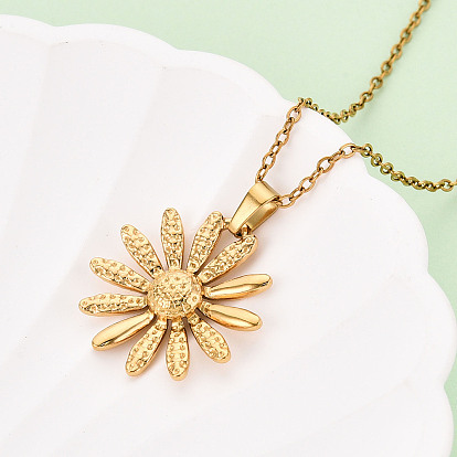 304 подвесные из нержавеющей стали ожерелья, подсолнечника, ионное покрытие (ip)