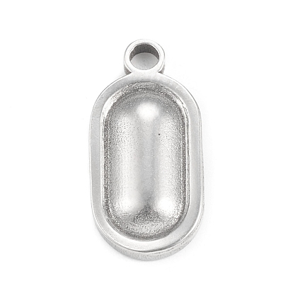 304 Stainless Steel Pendants, Oval Charm