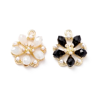 Plastic Pendants, with Alloy Findings, Snowflake, Light Gold