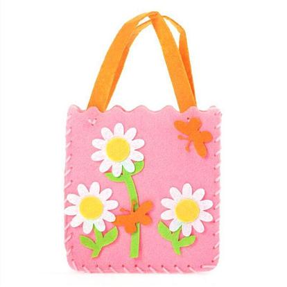 Non Woven Fabric Embroidery Needle Felt Sewing Craft of Pretty Bag Kids, Felt Craft Sewing Handmade Gift for Child Meet Best, Floret