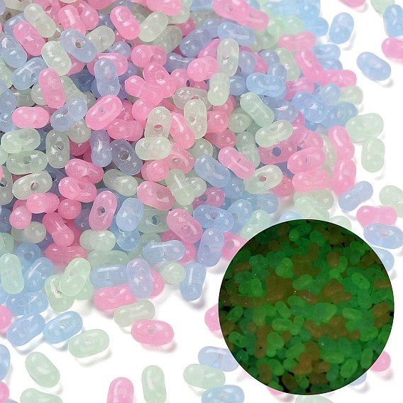 Светящиеся прозрачные акриловые бусины, арахис, светится в темноте