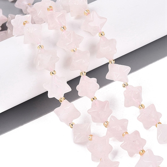 Природного розового кварца нитей бисера, звезда, с бисером