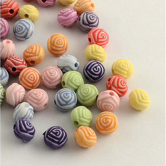 Craft Style Acrylic Flower Beads, Rose, 8x6.5mm, Hole: 2mm, about 2700pcs/500g