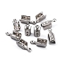 201 Stainless Steel Fold Over Crimp Cord Ends, 10.5x4.5x4mm, Hole: 1mm
