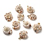 Natural Spiral Shell Pendants, Shell Shape Charms with Brass Snap on Bails