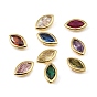Brass Pave Cubic Zirconia Cabochons, Horse Eye, Faceted, Pointed Back, Rack Plating, Long-Lasting Plated, Cadmium Free & Lead Free, Real 18K Gold Plated
